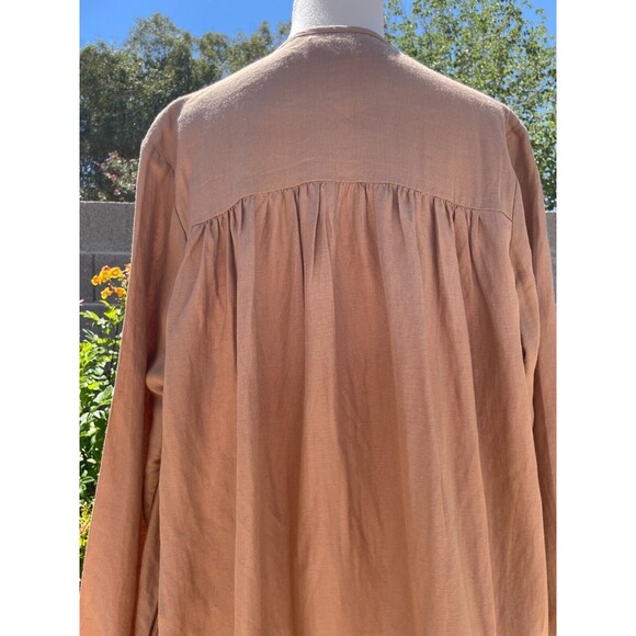 Mille Resort & Travel Jasmine Dress Small Almond Linen Flowy Beige Dress Pockets - Picture 6 of 16